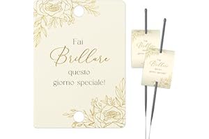 GEBETTER Etichette per Stelline Scintille Luminose Matrimonio, Cartoncini Biglietti per Scintilli Luminosi Nozze Sposi Taglio Torta Anniversario Fidanzamento Compleano Feste Decorazioni (100pz-Fiore)
