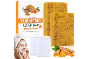 YCAAEO 2 Pezzi Turmeric Kojic Acid Soap, Sapone All'Acido Kojico di Limone, SApone alla Curcuma, SAPone All'acido Cogico, SApone Schiarente per la Pelle, Pulizia profonda