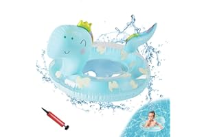 AOREETY Baby Swimming Float Seat, Cartoon Inflatable Toddler Pool Swimming Ring with Double Handle, Animal Water Waist Float Toy for Age 6-36 Months Babies Toddlers