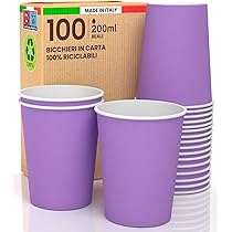 100 Bicchieri Di Carta 180ml Con Stile Maiolica - Ecologici, Compostabili, Perfetti Per Bevande Calde E Fredde - Foto 5