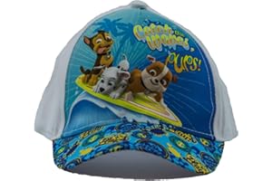 PAW PATROL Pups Chase, Marshall i Rubble Catch The Waves Pups, czapka baseballowa, czapka z daszkiem dla dzieci, dziewcząt i chłopców, ze 100% bawełny, z zapięciem na rzepy, biały, 52 cm
