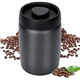Cozary Coffee Canister, 1.2L Airtight Stainless Steel Jar with Vacuum Lid, for Storing Coffee Beans, Tea, Nuts, Spices, Cocoa