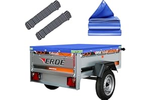 MRWIZMS Bâche Remorque 150x105cm, IMPERMÉABLE Protection Plate avec Corde, Idéal pour Norauto Regular 100/200, Erde Classic 153, Erde DAXARA 158, Trelgo NLC 1510, DDR HP 400, 401, 500 & 600 Remorque