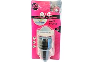 KEEP YOUR ESSENCE AMBICAR – Ambientador para Coche. Pack Difusor Eléctrico + Recambio RED FRUITS. Absorbe malos Olores con el Aroma Dulce a Golosina de Fresa. Esencia Natural Sin Alcohol