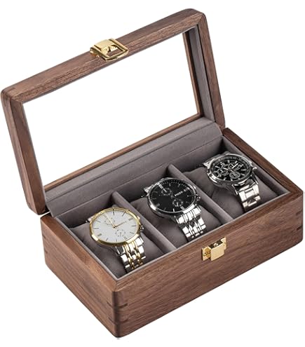 Royal Craft Expertise Houten horlogedoos voor heren - Horloge-vitrine met vakken | Houten horloge-organizer (donkerbruin, 4 vakken Royal Craft Expertise Houten horlogedoos voor heren - Horloge-vitrine met vakken | Houten horloge-organizer (donkerbruin, 4 vakken