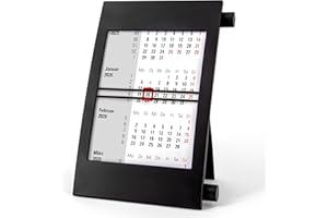 Truento 3-Monats-Tischkalender für 2 Jahre (2026 & 2027) - mit Drehmechanik - schwarz/schwarz/rot