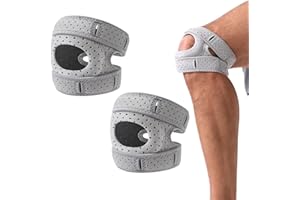 LONGGAOGAO Wellness Knee Brace, Generic Pack of 2 Knee Braces, Adjustable Knee Support, Knee Pads for Athletes, Adjustable Knee Support for Dancing (Grey, Adult Size L)