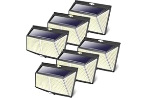 LOTMOS [Lot de 6] 308LED Lampe Solaire Exterieur, Lumiere Solaire Exterieur avec Detecteur de Mouvement 3 Modes Eclairage Exterieur Solaire Spot Projecteur Sans Fil pour Jardin,Terrasse,Garage