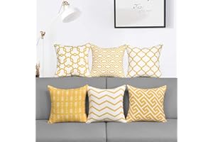 Alishomtll Juego de 6 fundas de cojín para exteriores, diseño geométrico, decoración para sofá o habitación, poliéster, 45 x 45 cm, color amarillo