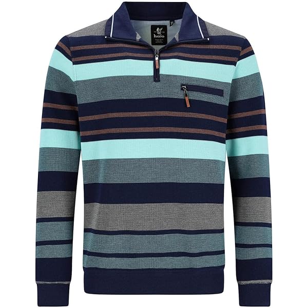 Hajo Sweatshirt Herren Gr.56 - Langarm Mit Polokragen & Reißverschluss