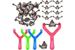Ainiv Poop Slingshot Toy, Funny Slingshot, Poo Slingshot, Lustige Katapult Poo Schleude für Kinder und Erwachsene,, Stressabbau-Spielzeug（3 Sling + 12 Slingshot）