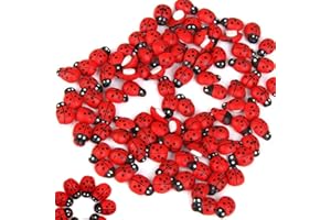 Simsky 100 mariquitas de madera,mini mariquitas autoadhesivas,mariquitas de madera para manualidades,álbumes de recortes,decoración de fiestas,pegatinas de mariquitas,adornos para manualidades,9 x 12