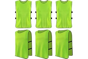 DAELESR 6 x Football Training Bibs, Scrimmage Training Vests Children, Sports Bibs Youth, Sports Training Mesh Bibs, Soccer Bibs, Netball Bibs Kids, Football Bibs Kids for Rugby Cricket Hockey