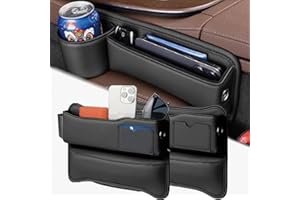 Bekasa 2 Stück Aufbewahrungsbox für Autositze mit Kabelloch, Autositz Lückenfüller Organizer Auto Seiten Taschen Organizer Autositz Gap Aufbewahrungsbox für Handys Geschenk zum Vatertag