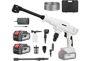 Lambluefly Idropulitrice a Batteria 4.0Ah x2, Max 100 Bar Idropulitrice Professionale con Motore ad Alta Potenza, Idropulitrice Portatile con Ugelli Multifunzione 6-IN-1 per Lavaggio Auto, Irrigazione