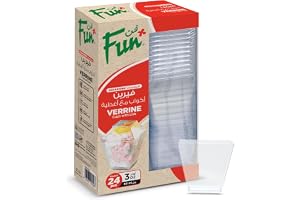 FUN BY AL BAYADER فن Verrine Square Cups with Lids 90ml Mini Tumbler Appetizer Reusable Serving (Pack of 24), Clear