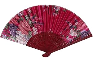 AAF Nommel®, 1 STK. Sommer Hand Bambus Holz Wind Deko Fächer lila Blumen Seidenkarton, Nr. 225