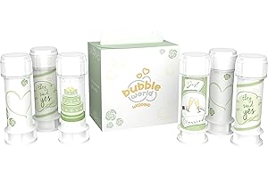 BUBBLE WORLD Dulcop - Wedding Natura - Pompas de Jabón Boda 6 x 60 ml - Tubos Blancos con Soplador Integrado - Detalle Boda Regalo Invitados Elegante - Made in Italy