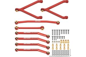 RCWAD FMS Fcx24 Achsanbindung Satz, Servo-Spurstange aus Volllegierung, mit Messing-Gelenkkugel, Y-Link-Gestänge, 48,5 mm für FMS Fcx24 1/24 Crawler-Upgrades Teile (rot)