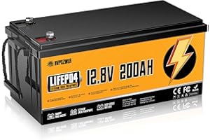 RVPOZWER Bateria Lifepo4 12V 200Ah, Bateria Litio LiFePO4 Recargable, Baterías de Ciclo Profundo, Batería Coche 2560Wh con Sistema 200A BMS, 18000 Ciclos Para Sistema Placa Solar, Barco, Hogar, Camper (200ah)
