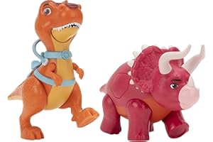Dino Ranch Deluxe Dino 2-Pack - Features Biscuit, a 5-Inch Toy T-Rex, and Angus, a 4-Inch Toy Triceratops - Toys for Kids Featuring Your Favourite Pre-Westoric Ranchers