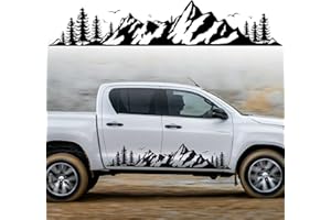 PWSAP Adesivi Montagna Adesivi per Cofano,Auto Grafici Montagna Foresta Adesivo Decorativo in Vinile Impermeabile Universale per SUV Veicoli Camper Fuoristrada Carrozzeria Porta Laterale Tronco Nero Destra