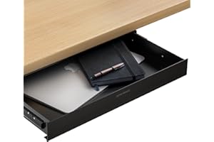 Desktronic Schreibtisch-Organizer, Untertisch-Aufbewahrungsbox, Schreibtisch für Büro Schule Homeoffice Schreibwaren, Metallschublade, Versteckte Schubladenbox (Schwarz)
