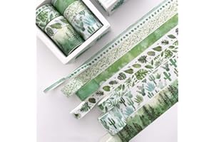 SATOHA Shaoyanger - Washi tape (cinta adhesiva decorativa de papel), 8 unidades, con diseño de hojas verdes., color B