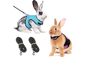 TERJBG Pack of 2 Rabbit Leads, Blue & Pink, Adjustable Rabbit Lead, Elastic Rabbit Harness, Rabbit Harness with Lead for Small Animals, Accessories