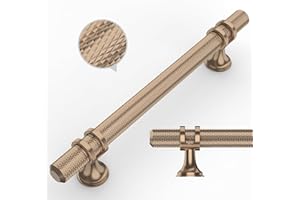 Coinkoly 10 Pack Champagne Bronze Cabinet Pulls 128MM Hole Centers Kitchen Cabinet Handles Knurled Drawer Pulls Kitchen Cupboard Handles UK0002