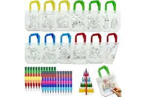 ICEPAPA, Bolsas para Colorear Regalo Niños, 12 pcs Bolsas para colorear y 24 pcs Ceras de colores para Niños apilables (12 colores en total), para Regalos Cumpleaños Niños Colegio