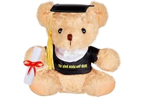 THREAN Orso per Laurea Orsetto di Laurea in Peluche Bambola di Orsacchiotto Morbido e Soffice con Cappello da Laureato Nero per Anno Scolastico Festa Regalo di Laurea per Studenti dai Genitori