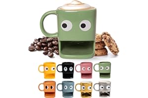 Fisura – Taza original para regalar “ojos”. Taza con soporte para galletas Taza de cerámica con hueco para galletas. Taza de 240 ml. (Verde)