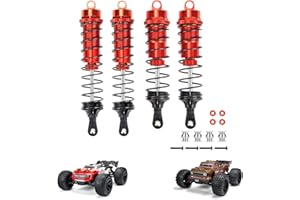 RCAWD Front Rear Shock Absorber Damper Oil Filled Type Full Aluminum Alloy for 1-10 ARRMA 4s Outcast & Kraton Typhon 4Pcs(Red)
