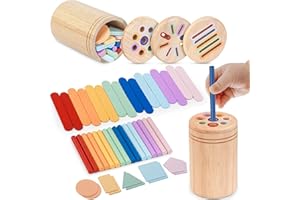 Joozmui Giocattoli Montessori da Ordinare 1 2 3 Anni, 3 in 1 attività in Legno Colorato e Giochi per Lo Sviluppo, Giocattoli Montessori per Bambini di 1+ Anno Regali Educativi