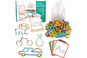 Montessori leksaker från 3 år, förskola pedagogiska spel, trä geoboard, 120 träpinnar och ringar, 20 kort för otaliga spännan