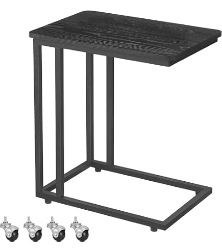 Tavolino A Forma Di C LIFEZEAL – Legno E Metallo, Salvaspazio Per Divano E Letto, Marrone 30x21x53 Cm - 3