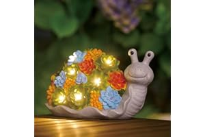 Yeomoo Ślimaki dekoracyjne figurki ogrodowe, dekoracja ogrodowa z lampami solarnymi do użytku na zewnątrz: zabawna dekoracja do salonu z sukulentami, solarny łańcuch świetlny, prezent dla mamy,