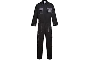 Portwest Buzo Bicolor Portwest Texo Contrast, Tamaño: M, Color: Negro, TX15BKRM