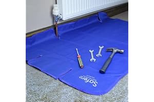 Safero Plumbers Dust Sheet – Large 145 cm × 79 cm Heavy Duty 600D Material Water-Resistant Work Mat-Perfect for Working on Radiator, Boiler & Plumbing Maintenance