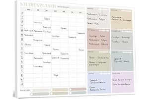 ‎BIROYAL BIROYAL Studienplaner, A4, 50 Blätter - Lehrerbedarf, Wochenplaner Block für Schüler - Study Essentials, School Supplies, Schulsachen, Stundenplan - Lernplaner zum Beschriften und Abreißen