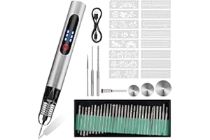 AICHARYNIC Lápiz de grabado eléctrico, recargable, kit de herramientas de grabado, mini herramienta de grabado con accesorios de grabado, mini grabador, grabador giratorio, lápiz de grabado para joyas, cristal,