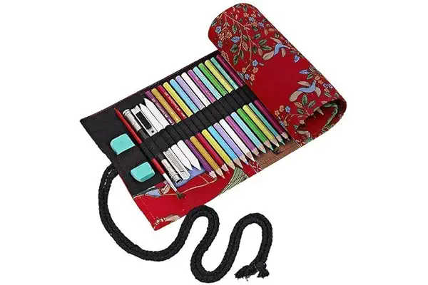 abaría Estuche Enrollable para Lápices Colores, Portalápices de Lona, Bolsa para Lápices (no Tiene lápices)