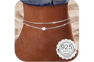 Milacolato Bracelets Cheville Femme Argent 925 Délicat CZ Trombone Coeur Superposé Imperméable Bracelets de Cheville Or/Argent Réglable Extra Large Chaine de Chevillere De Plage Pied Bijoux