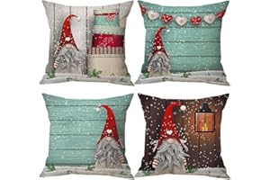 Zivisk Christmas Gonk poszewki na poduszki 45 x 45 cm, zestaw 4 szt., dekoracje świąteczne, szwedzki krasnal poszewki na poduszki 18 x 18 cm, do domu, biura, na kanapę, do sypialni, do samochodu, na zimę, wakacje, dekoracja, prezent