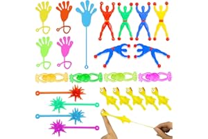 Fingertoys 25 Stück Klatschhand für Kinder, Glibber Klatschhände, Fenster Crawler Männer Schleuder Huhn, Mehrfarbig Klebrige Spielzeug für Geschenk Party