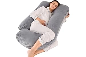 SHANNA Poduszka ciążowa, 145 cm, duża poduszka ciążowa dla kobiet w ciąży, poduszki ciążowe w kształcie litery J do spania, poduszki ciążowe i poduszki do ciała ze zdejmowaną poszewką - wsparcie dla pleców,