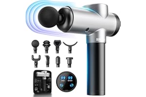 BURNNOVE Pistola Massaggio Muscolare, Professionale con 99 Velocità e 8 Testine per Massaggio, Massaggio Elettrico Portatile 2550 mAh per Rilassare i Muscoli collo Schiena Spalla