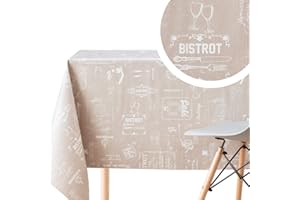 KP Home, tovaglia effetto gesso, Tovaglia cerata in PVC, lavabile., Beige, 200 x 140cm (79X55in)