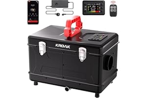 KROAK 8kW Luft Dieselheizung Toolbox Compact 2, 12/24V DC & 220-240V AC Tragbare Diesel Standheizung, Dieselheizung mit Bluetooth APP & Adapter, Diesel Heizung für Auto, LKW, RV